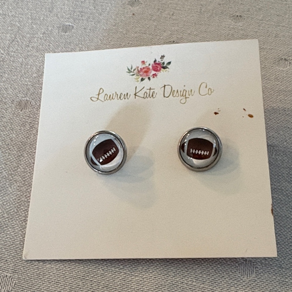 NWT Lauren Kate Design Co Football Earrings